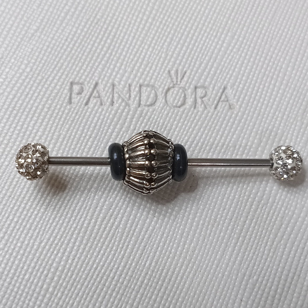 Pandora Vintage Silver Black Cz Show Stopper Charm.